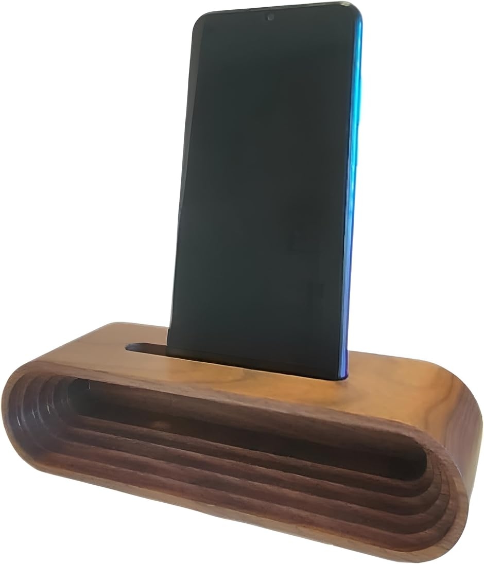 ブランド登録なし - スマホスタンド 金棒引き 木製 (WS1706D 赤銅色 ブラックウォールナット（亜米利加）,  幅18x奥ふかさ6.2x高さ4.8珊) スマホ、タブレット、パソコン-PCスピーカー