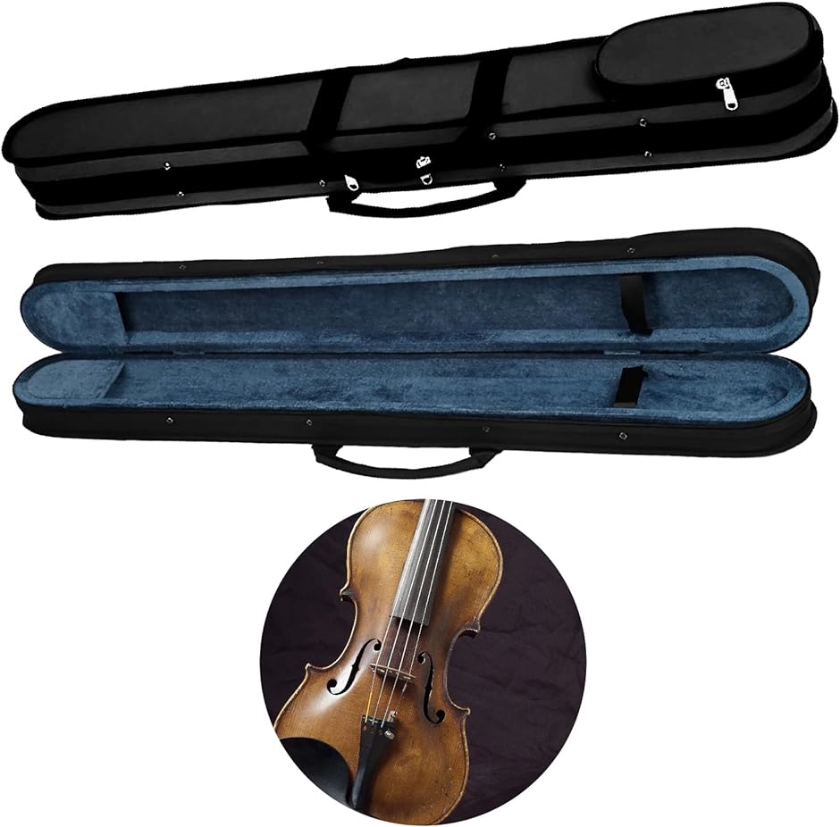弓ケース バイオリン ビオラ チェロ 3種共用 ２本収納 持ち運び 保管( 黒色,  ヴァイオリン・ビオラ・チェロ・弓２本収納)｜zebrand-shop