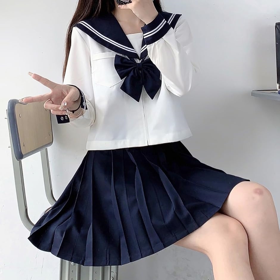 セーラー服 長袖 JK コスチューム 制服 女子高校生 コスプレ 3点セット( L)｜zebrand-shop｜04