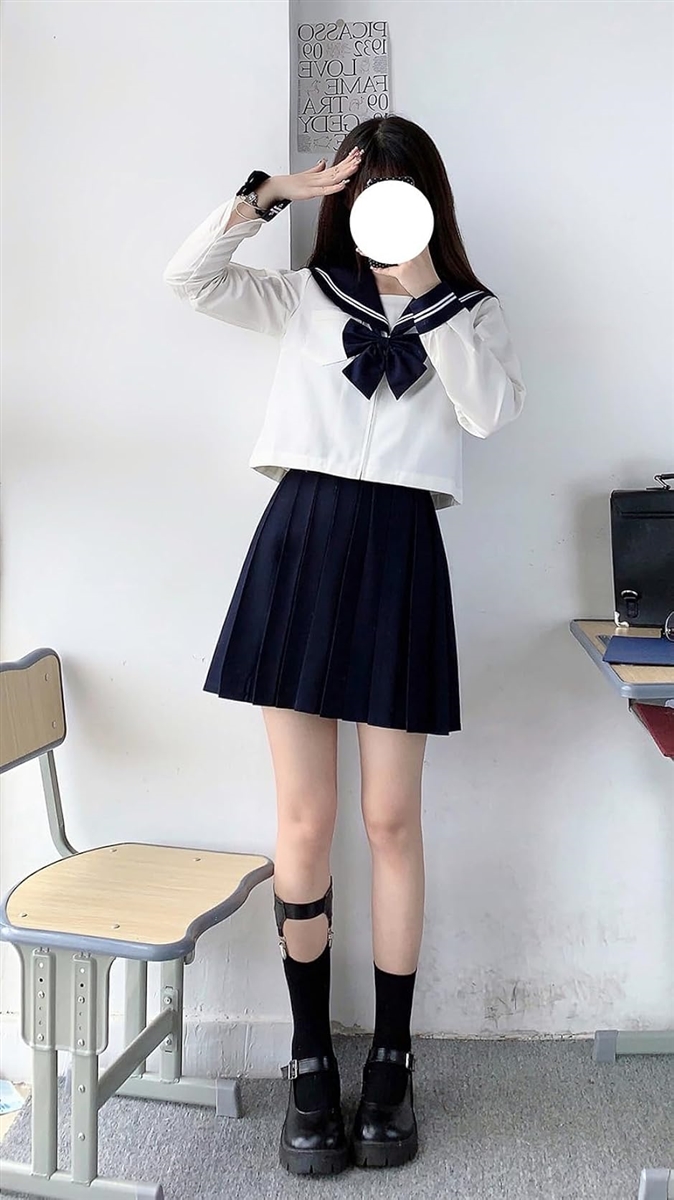 セーラー服 長袖 JK コスチューム 制服 女子高校生 コスプレ 3点セット( L)｜zebrand-shop｜05