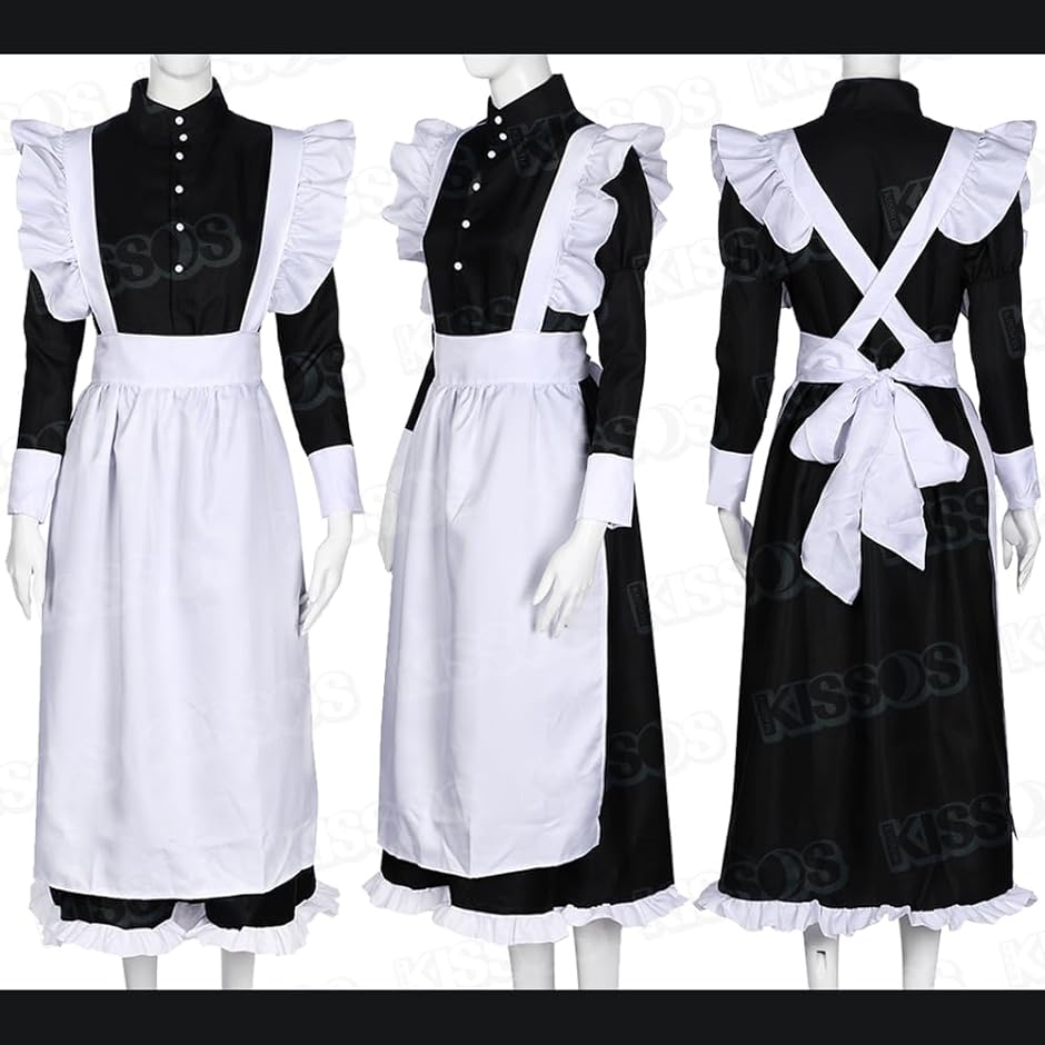 英国風 メイド服 ワンピース コスチューム ロング ドレス 長袖 パーティー 3点セット XLサイズ( XL)｜zebrand-shop｜06