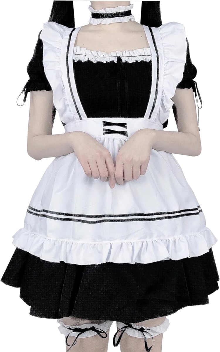 メイド服 コスプレ エプロン フリル ロリータ 女装 ゴスロリ( XL)