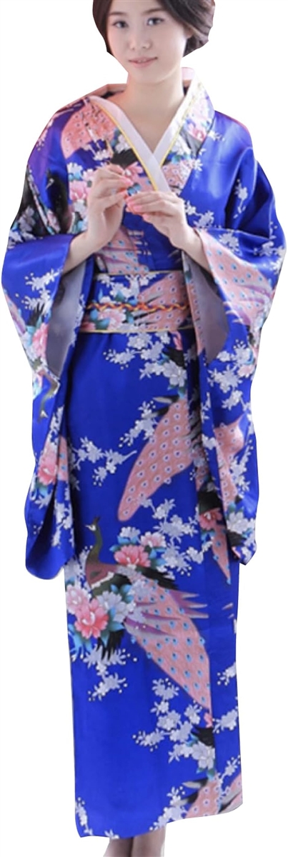 和装 コスプレ レディース 着物 日本 お土産 外国人 和服 アニメ 衣装 着物ドレス( 青（blue）,  Free Size)