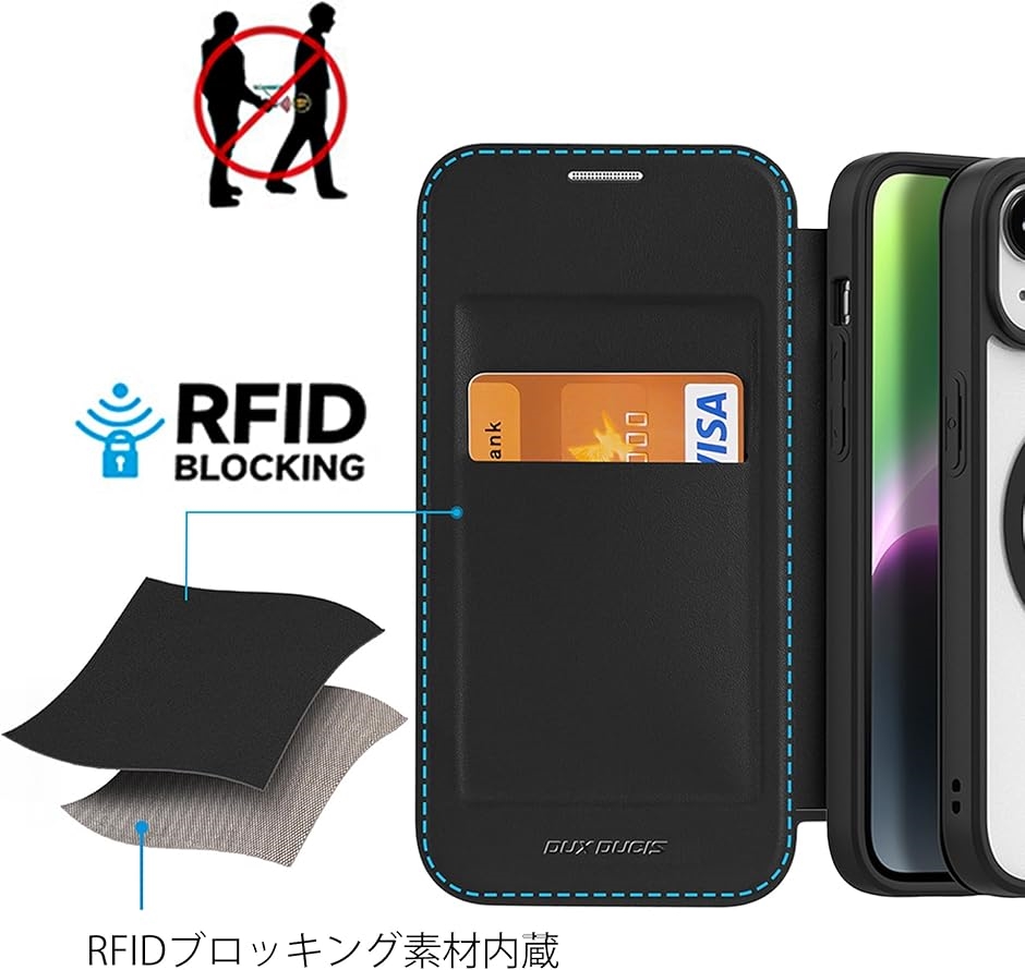 iPhone15「うめじろう専用」 iPhone ケース 手帳型 ワイヤレス充電対応 薄型 PUレザー 背面