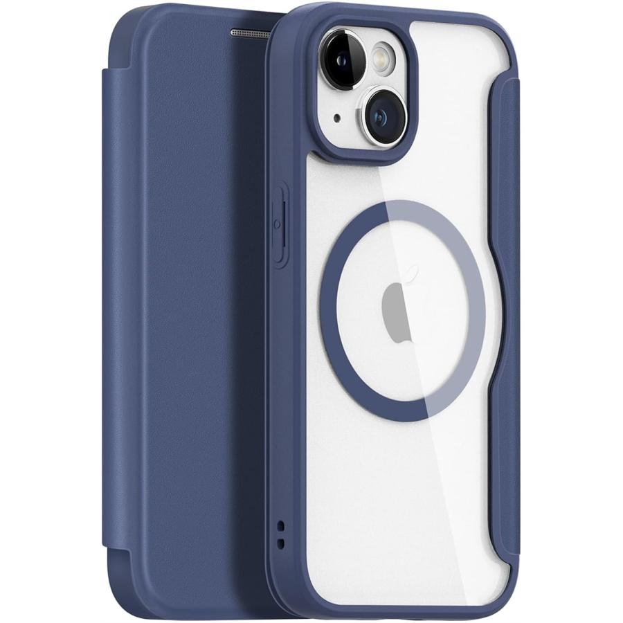 iphone ケース 手帳型 ワイヤレス充電対応 超薄型 軽量 高級PUレザー 背面クリア( ブルー,  iPhone 15 Plus)｜zebrand-shop