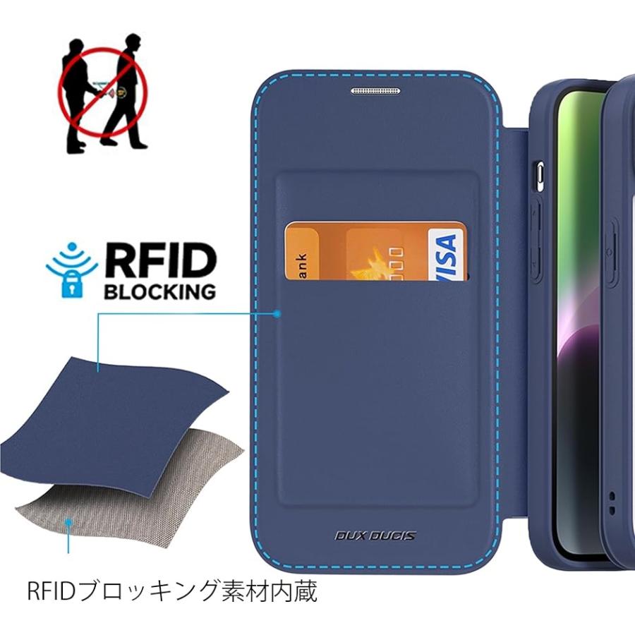 iphone ケース 手帳型 ワイヤレス充電対応 超薄型 軽量 高級PUレザー 背面クリア( ブルー,  iPhone 15 Plus)｜zebrand-shop｜04