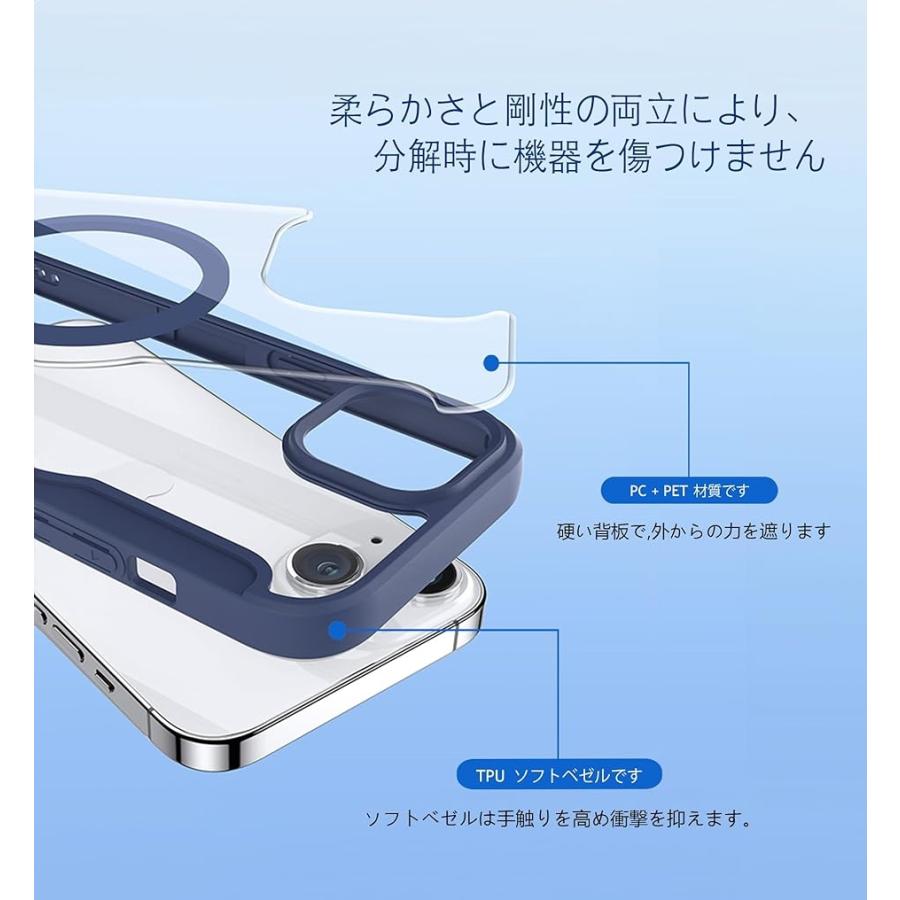 iphone ケース 手帳型 ワイヤレス充電対応 超薄型 軽量 高級PUレザー 背面クリア( ブルー,  iPhone 15 Plus)｜zebrand-shop｜05