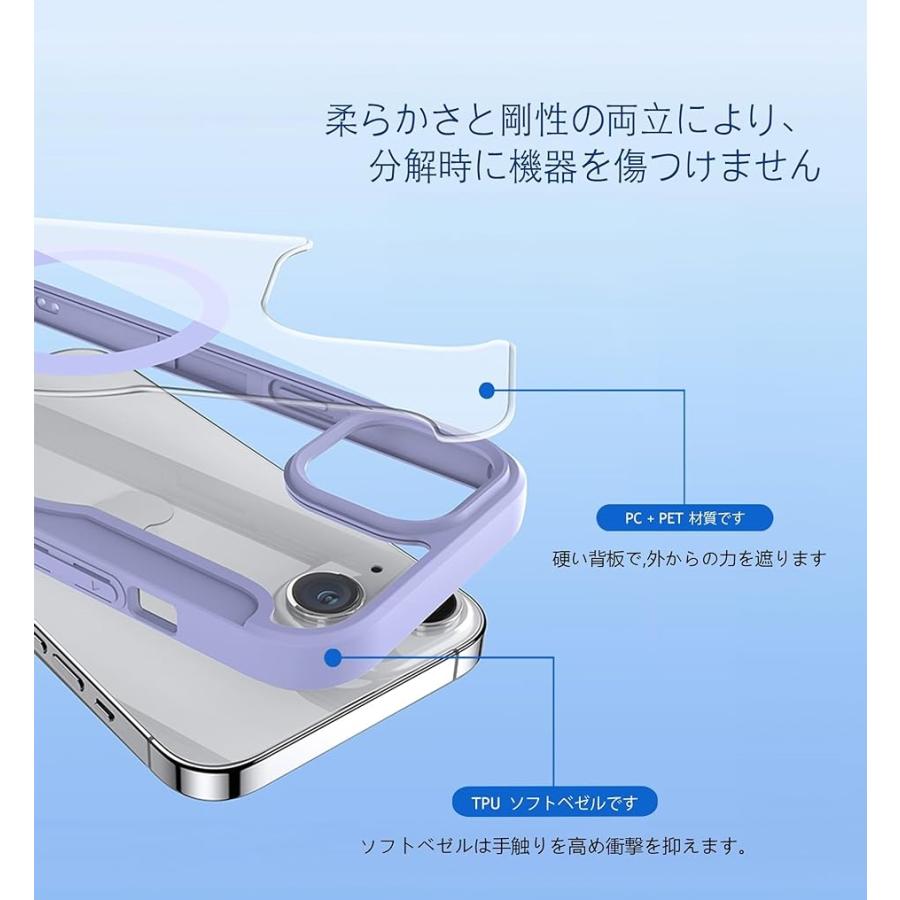 iphone ケース 手帳型 ワイヤレス充電対応 超薄型 軽量 高級PUレザー 背面クリア カード( パープル,  iPhone 15)｜zebrand-shop｜05