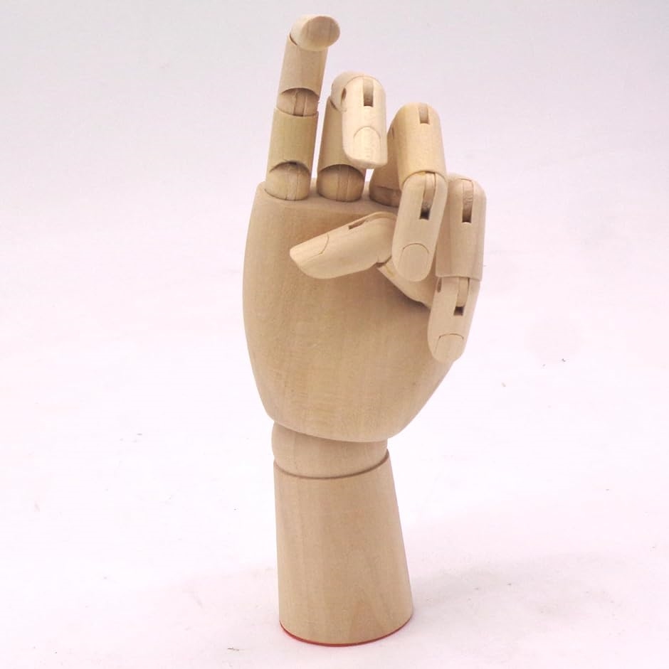 ハンドマネキン ハンドモデル デッサン人形 天然木製 ロータス材 関節可動 デッサンモデル 子供 手 小道具 模型 インテリア( 右手)｜zebrand-shop
