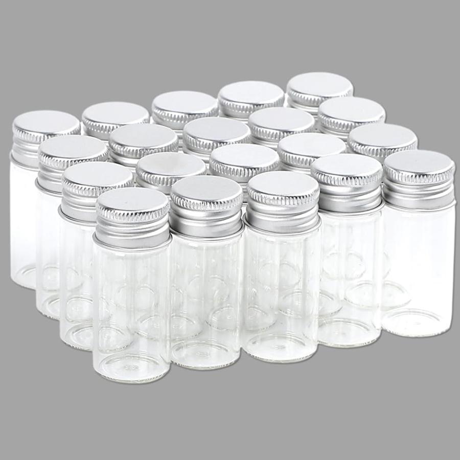 小瓶 ガラス 密閉 ガラス瓶 ミニボトル 小分け 20個 セット クリア 10ml( クリア 10ml)｜zebrand-shop