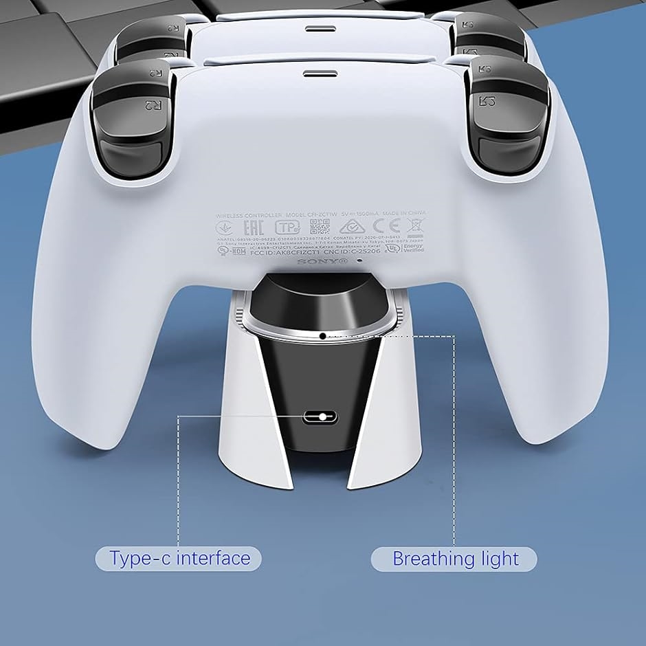 PS5 コントローラー充電スタンド 2台同時充電可能 急速充電 置くだけで充電 過充電防止 充電ベース 指示ライト付き｜zebrand-shop｜04