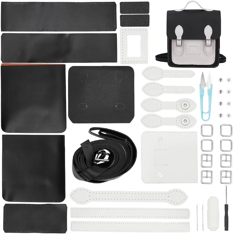 DIY PUレザー バックパック バッグ作成キット レザーショルダーバッグ ハンドメイド レザーパターン ハンドバッグ( 黒、白)｜zebrand-shop