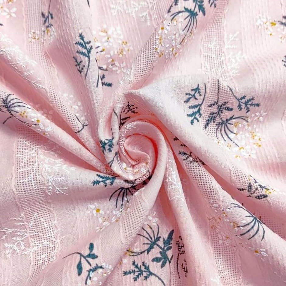 花柄 コットン 生地 選べる6色 幅1.4m 綿100％ ジャガード 手芸 レース フラワー 布( ピンク,  1m)｜zebrand-shop