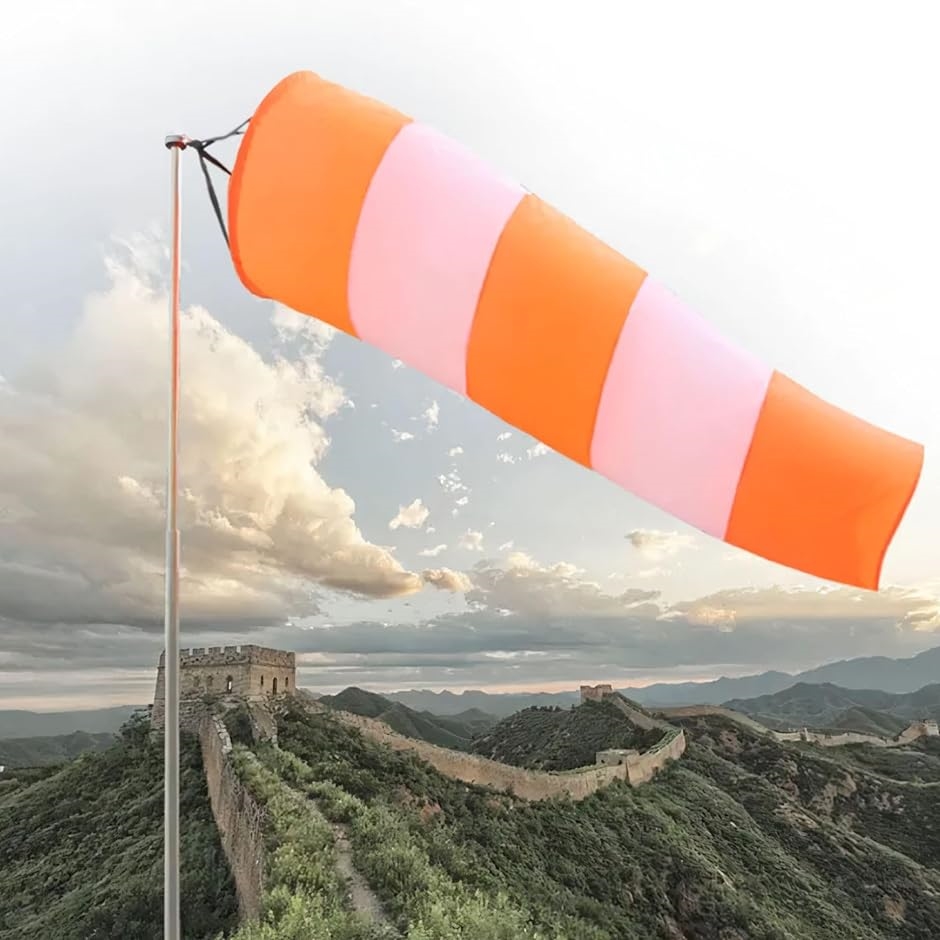 吹き流し 風測定 風向き 風速 計 吹流し 風力 風光 風の測定 反射 夜光 80cm・6個入( オレンジ＆ホワイト 80cm・6個入)｜zebrand-shop｜03
