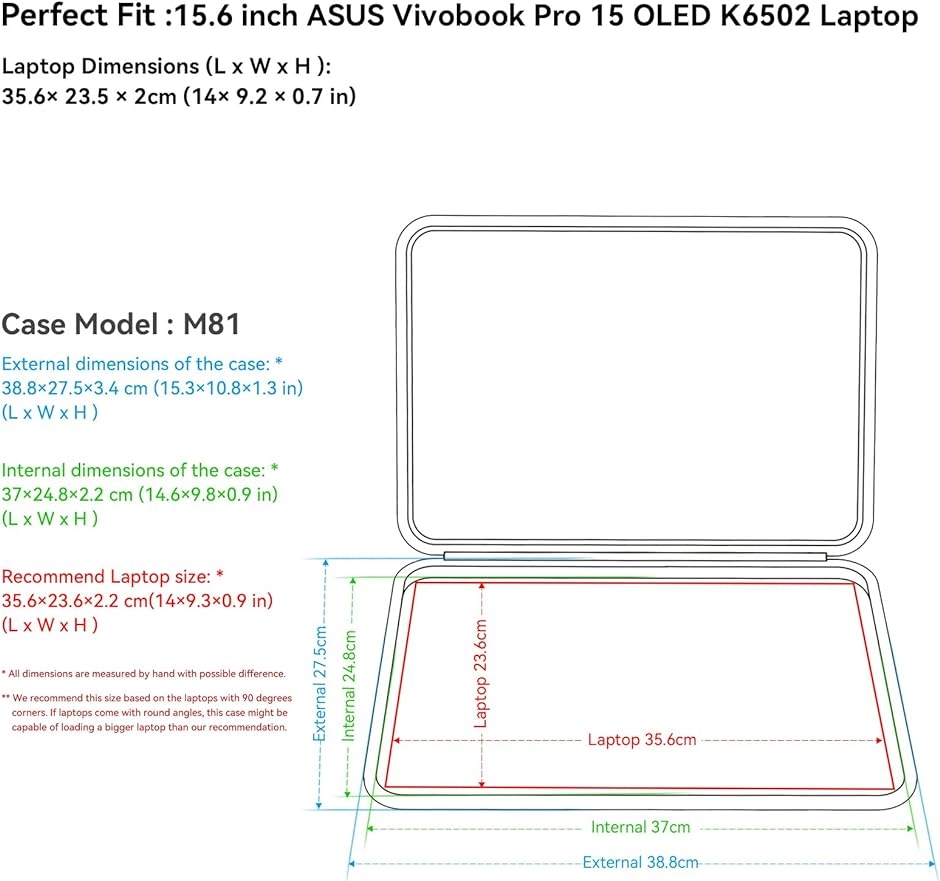 ハードEVA保護スリーブケース 15.6インチ ASUS Pro 防水 MDM( Black,  For ASUS 15.6インチ（M81）)｜zebrand-shop｜02