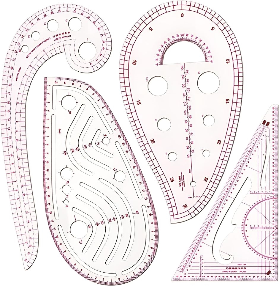 曲線定規 雲形定規 三角定規 カーブルーラー 洋裁 裁縫 製図 テンプレート( 4点セット)｜zebrand-shop
