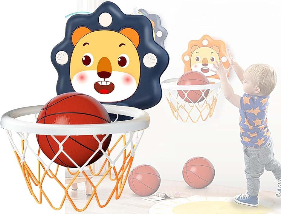 バスケットゴール バスケットリング ネット ボード 壁掛け シュート練習 ボール エアポンプセット (ブルーベア24cm,  24cm)