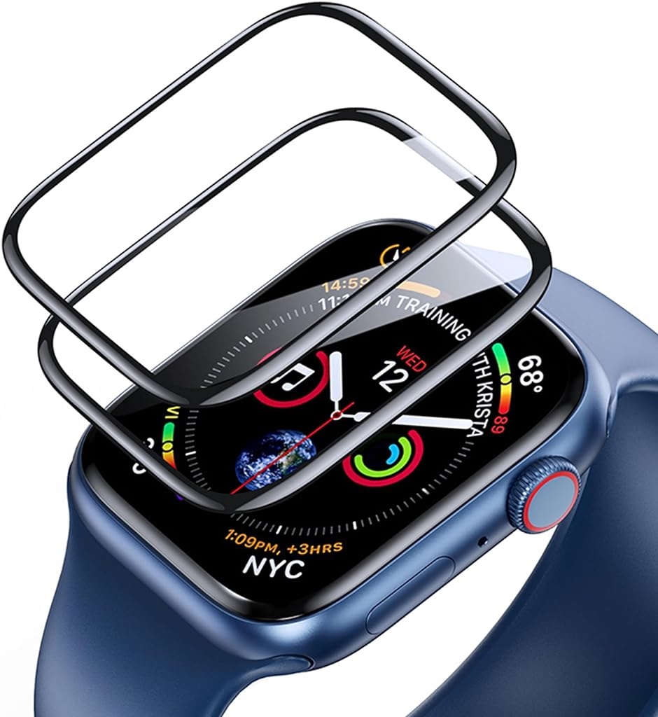 2枚セットFor Apple Watch 4/5/6/SEガラスフィルム( ブラック,  Apple Watch Series 4/5)｜zebrand-shop