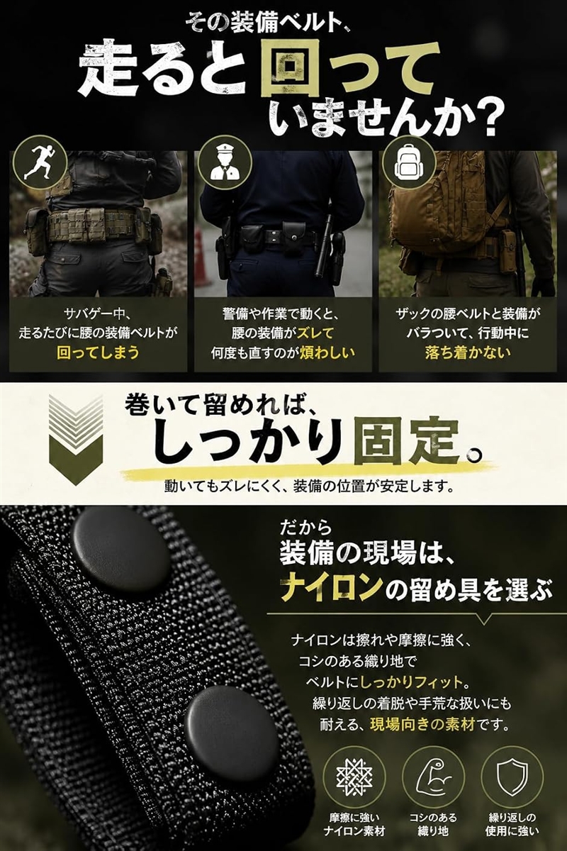 タクティカル ベルト ナイロン 固定 モール サスペンダー 留め具 4個
