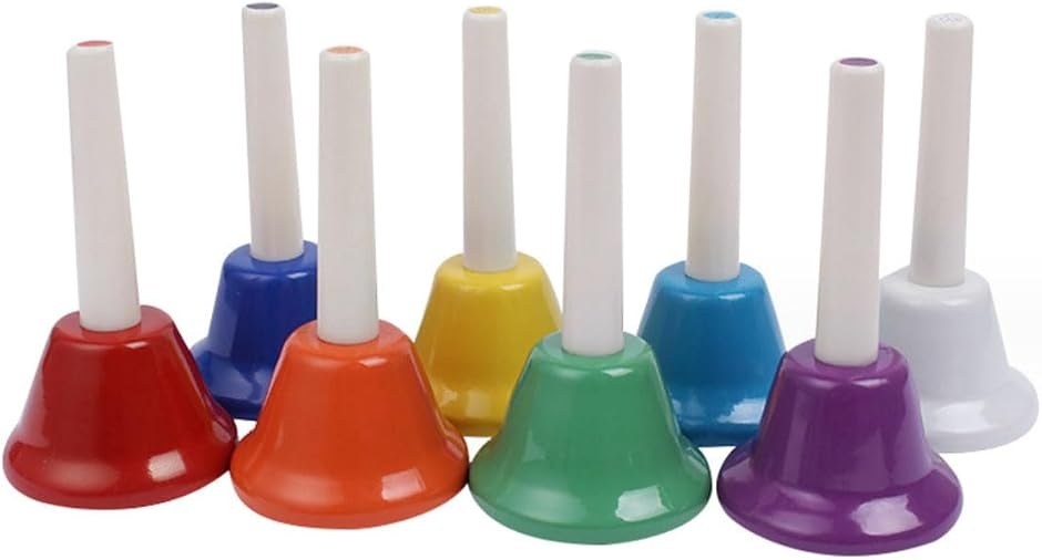 ハンドベル セット カラー 楽器 カラフルハンドベル 8色セット ミュージックベル 子供用 打楽器 : ゼ