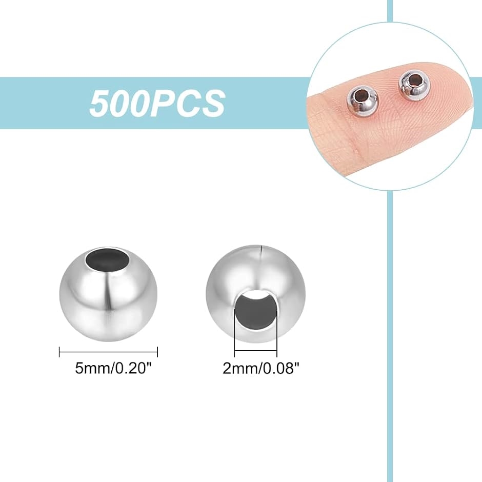 500個 直径5mm 穴 304 ステンレススチール ラウンドシームビーズ 滑らかなラウンド 中空( スチールカラー。,  5mm)｜zebrand-shop｜03