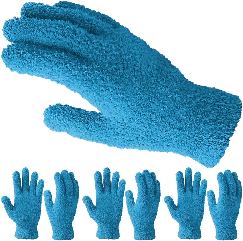 洗車用グローブ マイクロファイバー 洗車ミット ホイール ホコリ 手袋( ブルー 3双(6枚)セット)｜zebrand-shop