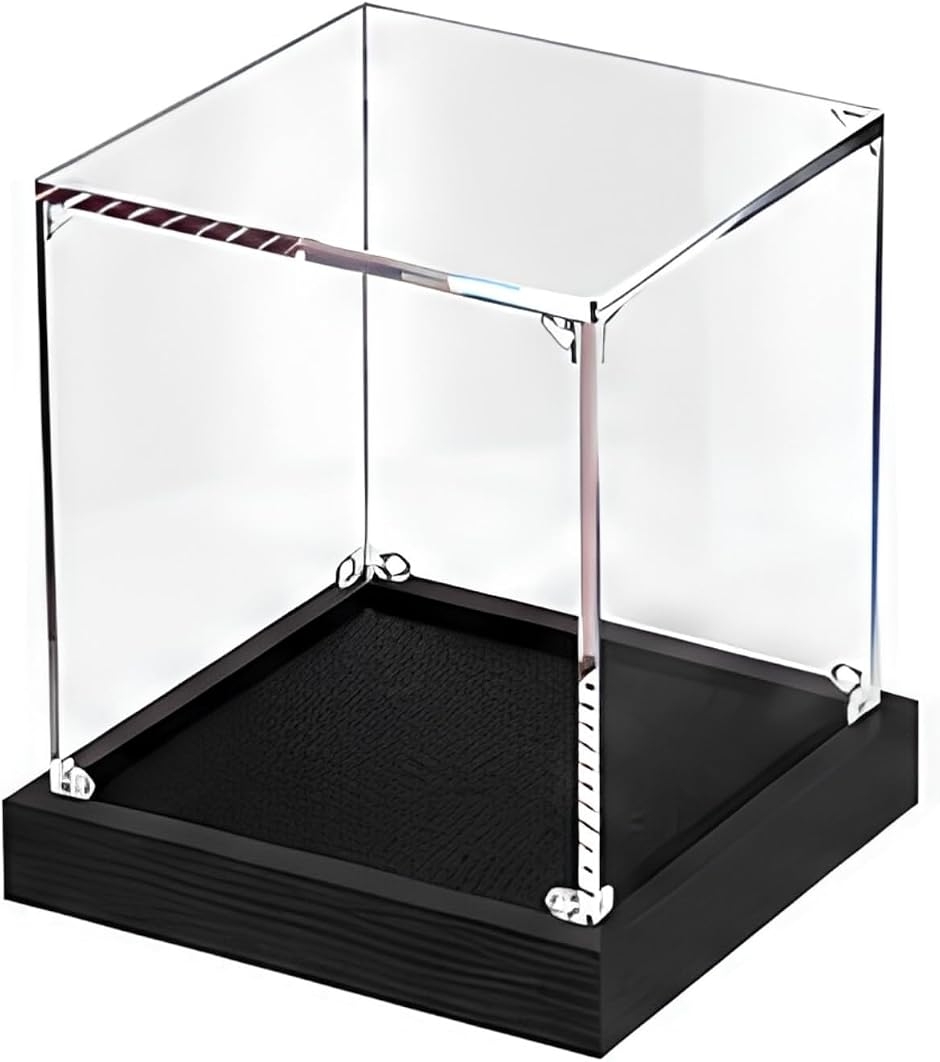 組み立て式 コレクションケース 工具不要 接着剤不要 スタッキング対応 フィギュアケース MDM (ブラック,  10x10xh10)