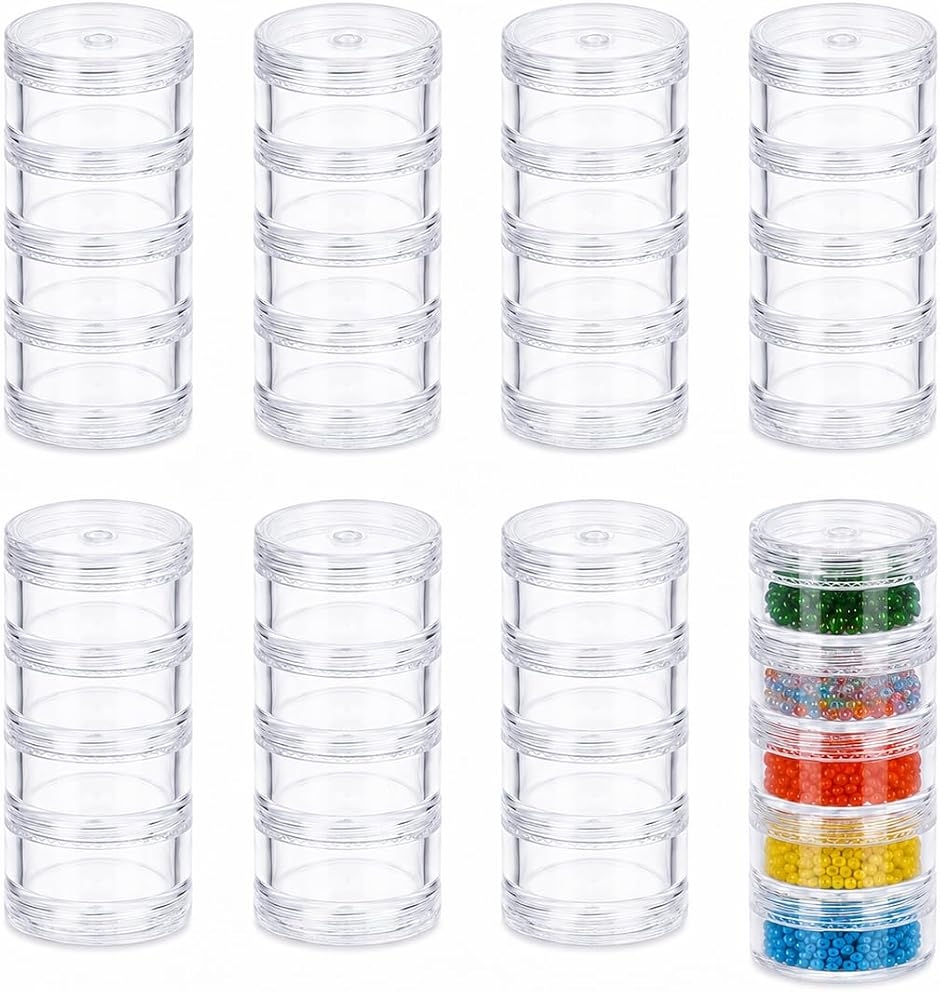 ラウンドケース クリーム ビーズ プラスチックケース 小物 小分け容器 ミニ クリームボックス 軟膏容器 (クリア,  ワンサイズ)