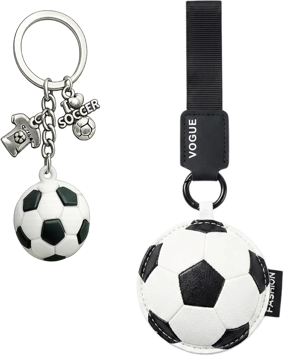 キーホルダー セット サッカーボール キーリング 鍵 バッグ カバン プレゼント 景品 (マルチカラー,  サッカー10)