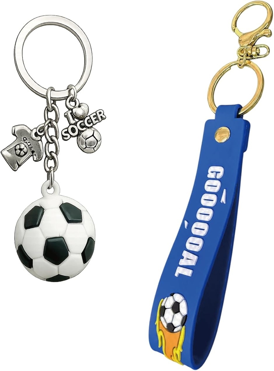 キーホルダー セット サッカーボール キーリング 鍵 バッグ カバン プレゼント 景品 (マルチカラー,  サッカー11)