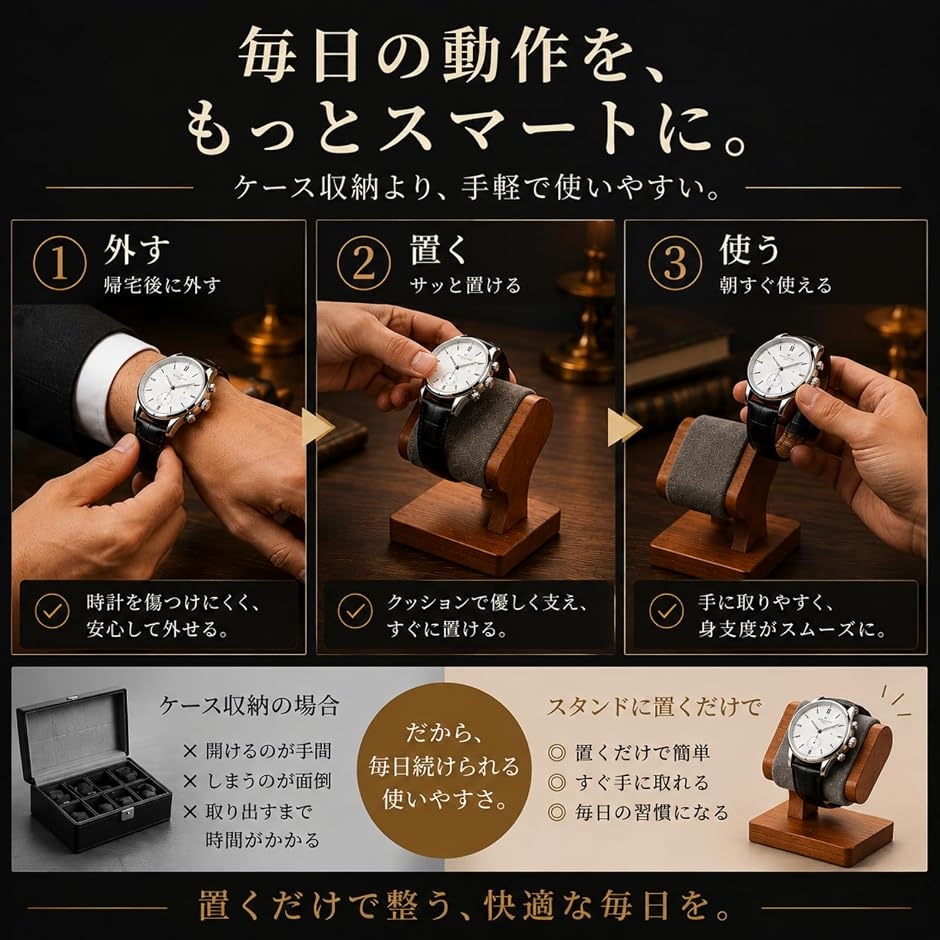 腕時計スタンド　ブラック腕時計＆リングスタンド　※値下げはいたしません 腕時計 スタンドの商品一覧 通販 - Yahoo!ショッピング