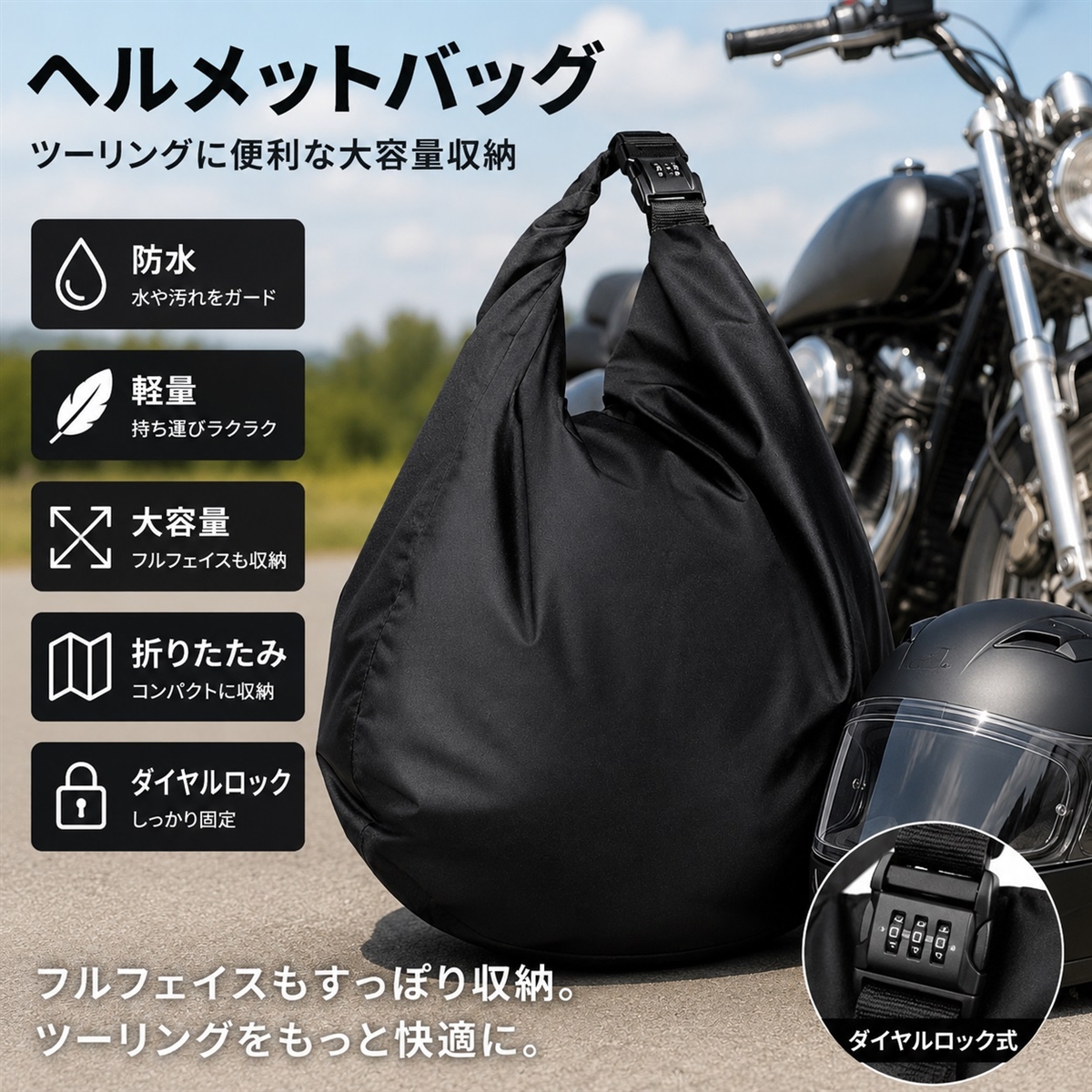 ヘルメットバッグ バイク 大容量 防水 軽量 リュック 収納袋 フル