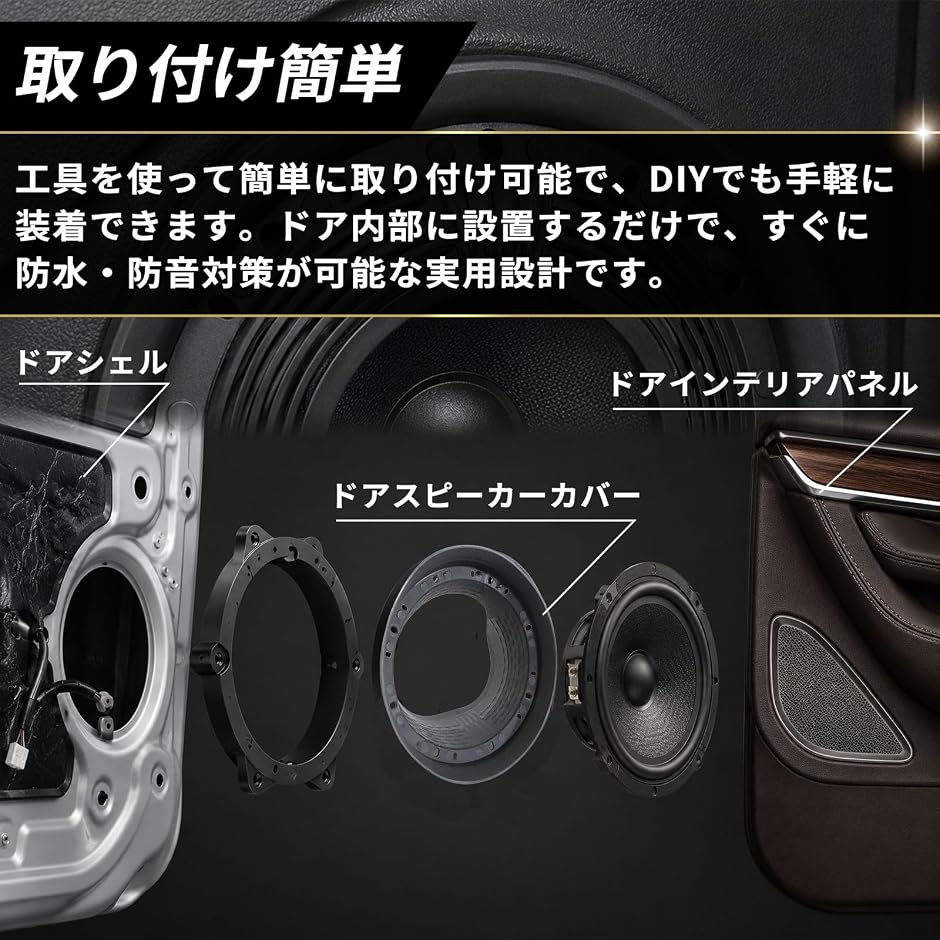 車 ドアスピーカー 防水カバー16.5cm 6.5インチ シリコン製 バッフル