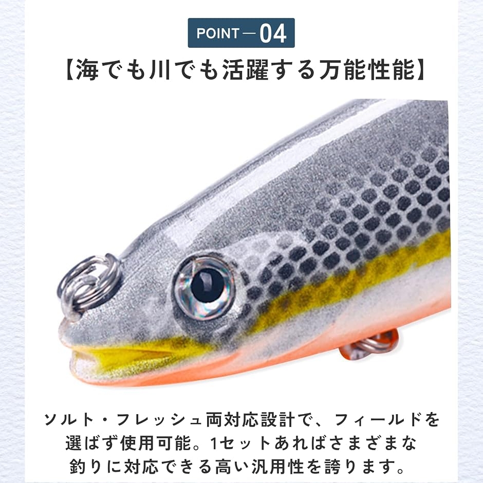 シーバスルアー 釣り ビッグベイト 海 渓流 18g 5色セット ケース付き