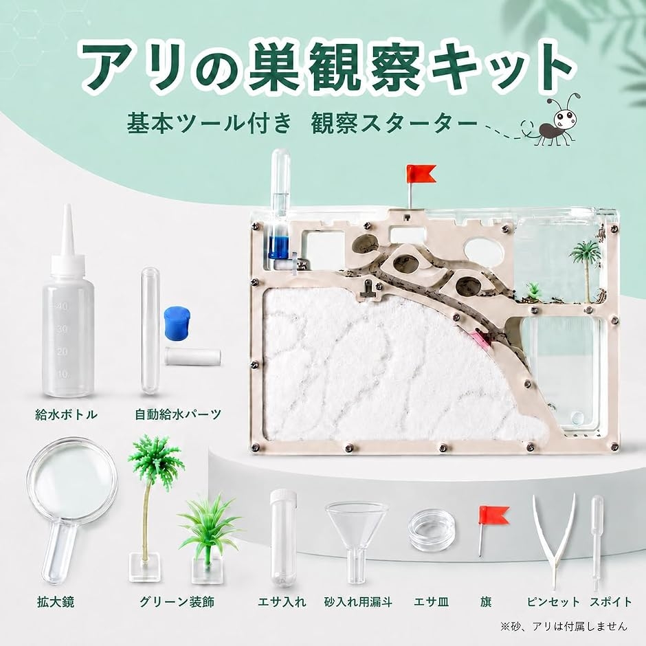 アリの巣 観察 キット 砂・蟻 別売 アリ飼育キット 飼育ケース 飼育