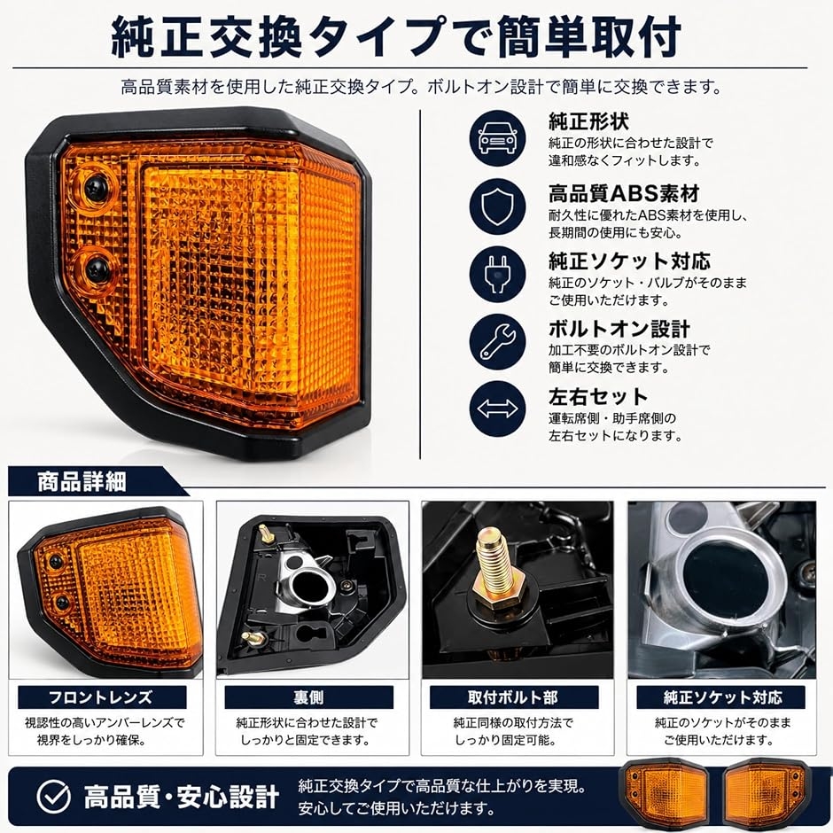 互換品】 ランドクルーザー70用 ウインカーカバー 左右セット GDJ76W