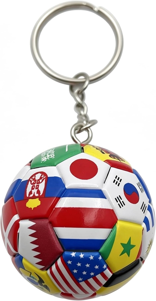 サッカーボール キーホルダー4.0cm (万国旗)