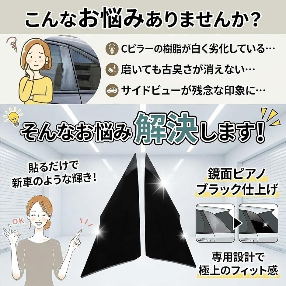 プリウス 50系 PHV クォーターピラーカバー 左右セット Cピラー