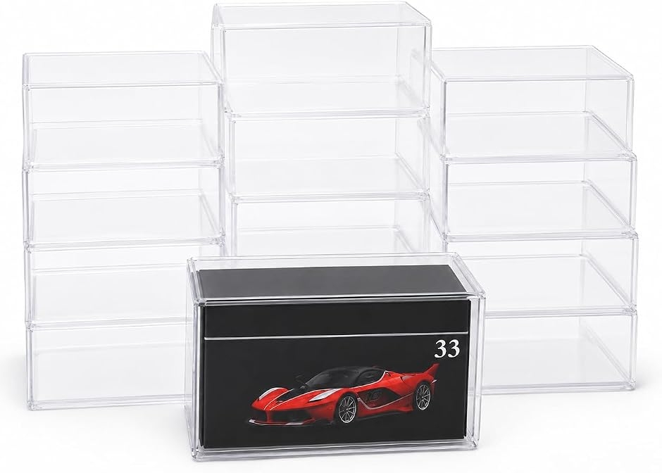 ミニカー クリアケース 120点セット 透明 ディスプレイ 収納 コレクション 保管 保護 大容量 (透明,  30x40x82mm)