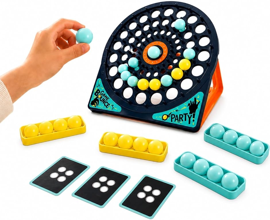 バウンスゲーム 弾球ゲーム 3D 親子対戦 知育玩具 ボードゲーム カード付き 立体 (イエロー)