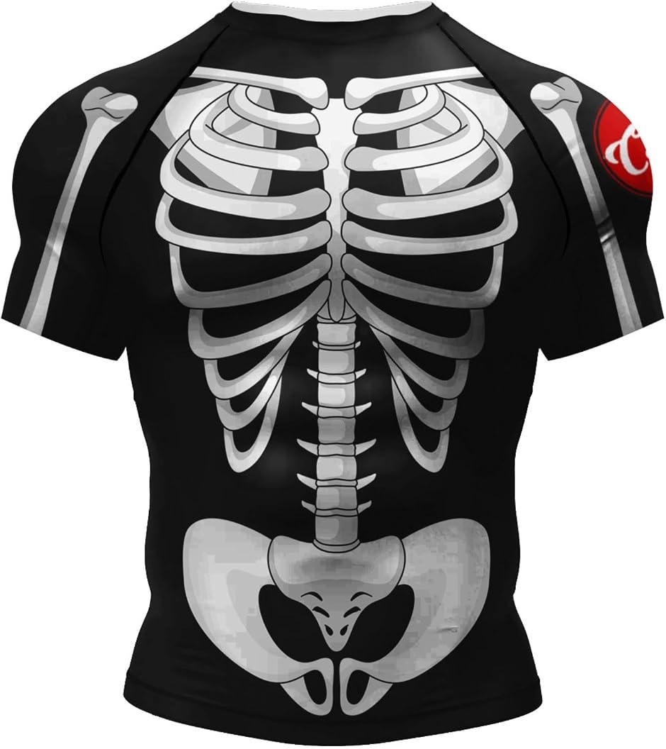 骸骨 tシャツ 半袖 ハロウィン コスプレ スケルトン おもしろ ストレッチ性 (ベージュ,  XL)