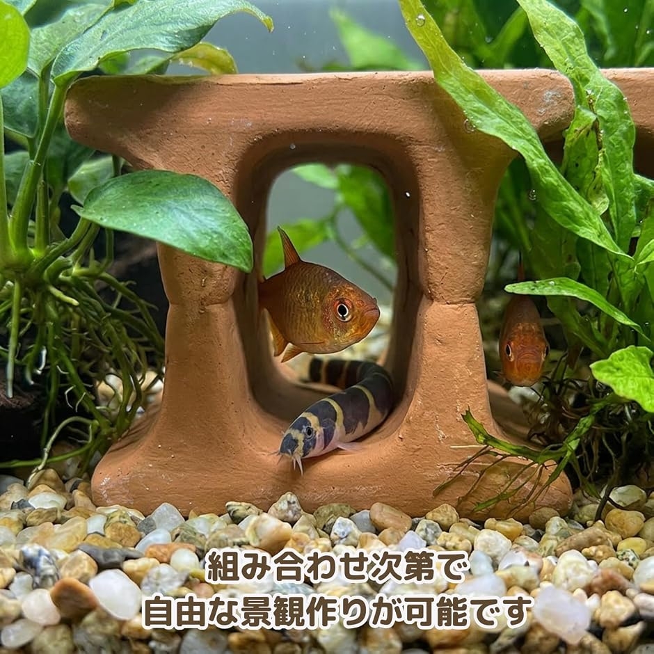水槽 シェルター 隠れ家 3穴 レンガ 陶器 産卵 稚魚 プレコ エビ 