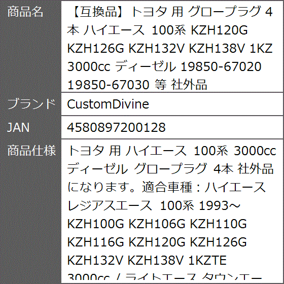 グロープラグ 1kz（車、バイク、自転車）の商品一覧 通販 - Yahoo