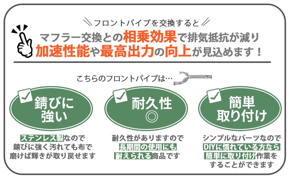 互換品】日産 用 フェアレディZ Z33 VQ35DE 直管 マフラー フロント