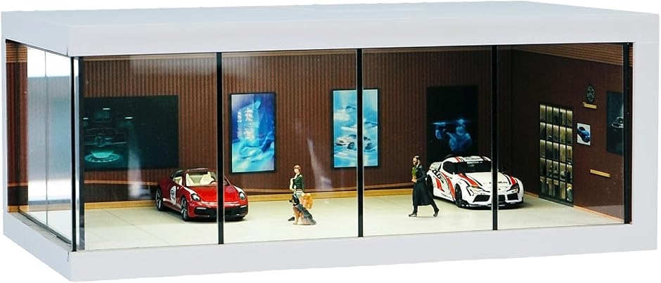 1/64 ミニカー ジオラマ ショールーム ブラウン 駐車展示場 ガレージ