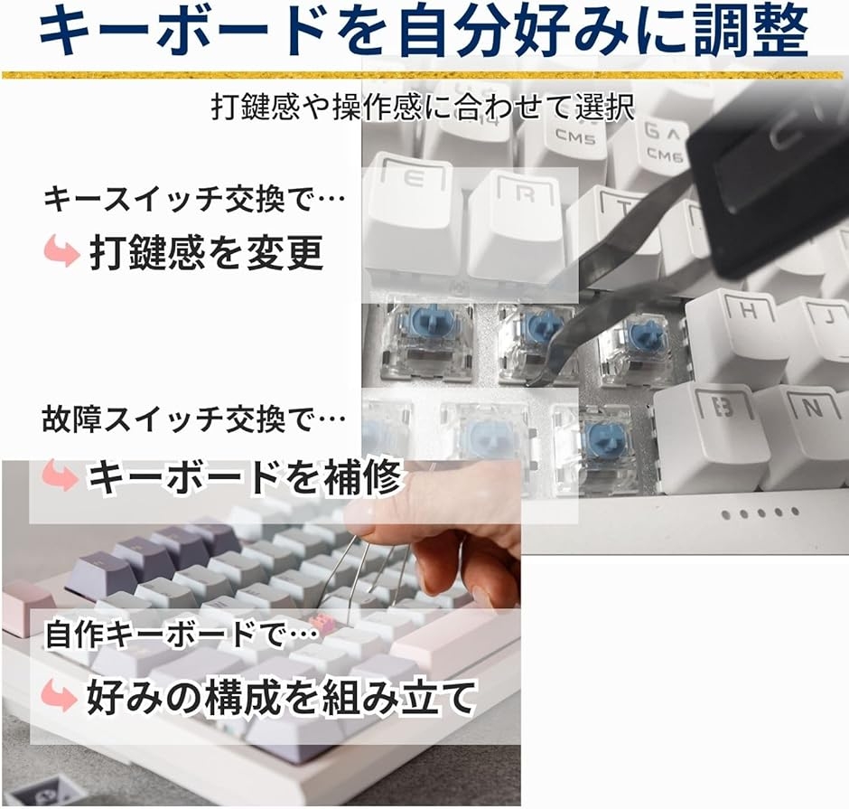 キースイッチ ゲーミングキーボード キースイッチプラ―付き 35個 70個