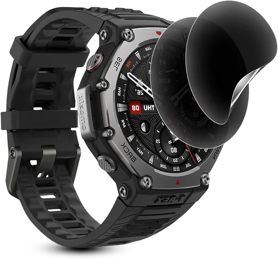 �`�����h�~�t�B���� 2���Z�b�g Amazfit T-Rex 3 ��p �ی���� �`�����h�~�@�\ TPU�f�� �C�A�E�w��h�~ (�u���b�N)