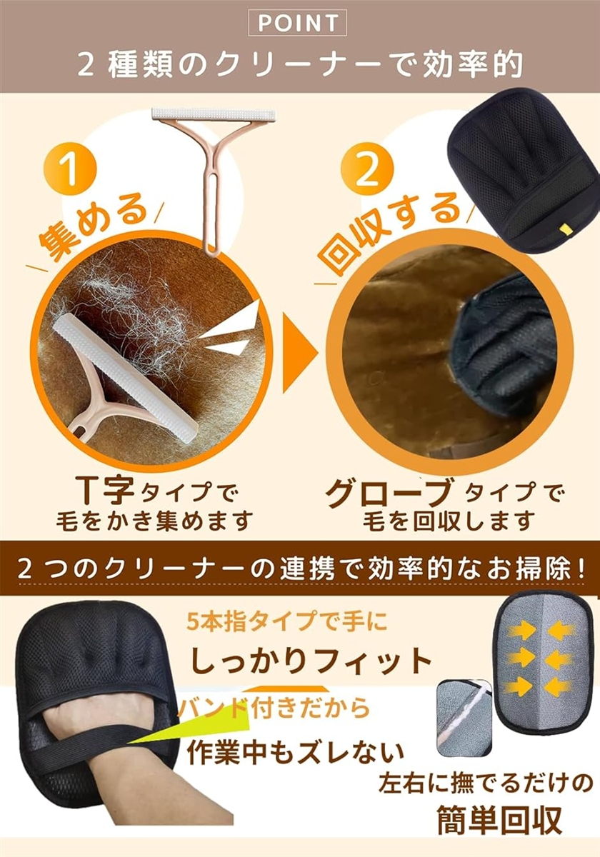ペット 抜け毛 毛取り 毛玉クリーナー ブラシ...の詳細画像3