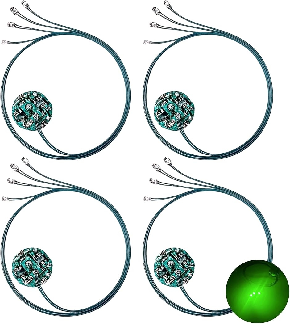 LED �����^ �d�� ���[�h�� 4�{ ���C�X�C�b�` 4�Z�b�g �_�� �_�� �{�^���d�r CR927�Ή� �͌^ �v�����f�� (�O���[�� 4)