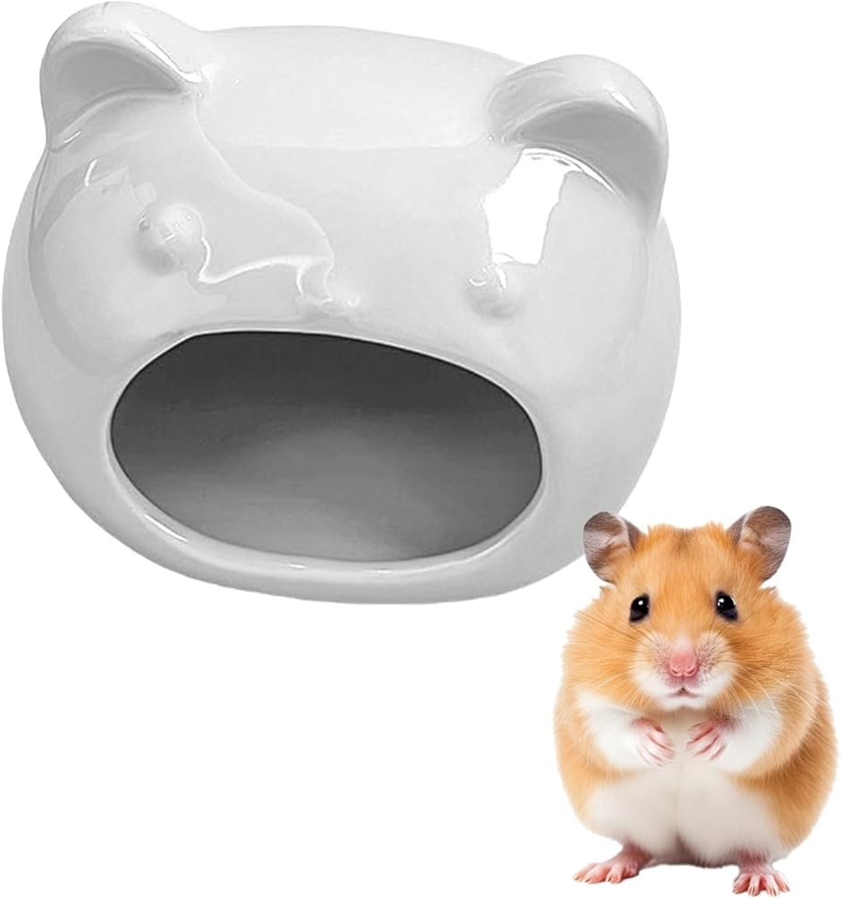 陶器 ハムスター 置物 小動物用 陶器製 シェルター クマ型 ハムスター 隠れ家 ハウス